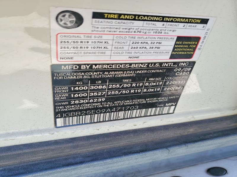 Aukcja sprzedaży 2009 Mercedes-benz Ml, vin: 4JGBB25E09A471703, numer aukcji: 60054796