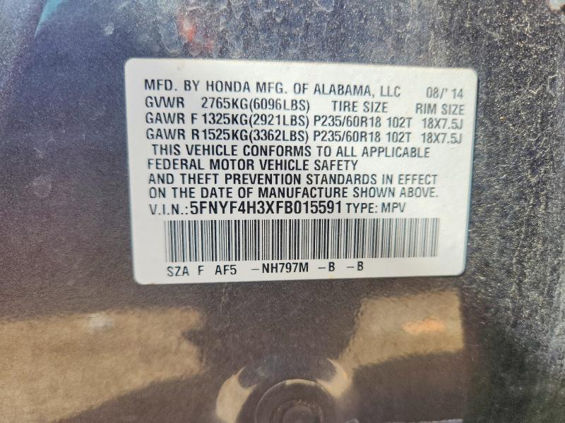 Продажа на аукционе авто 2015 Honda Pilot, vin: 5FNYF4H3XFB015591, номер лота: 59123846