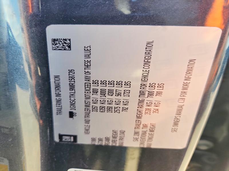 60247256 :رقم المزاد ، 1GNSCTKL9MR158726 vin ، 2021 Chevrolet Tahoe مزاد بيع