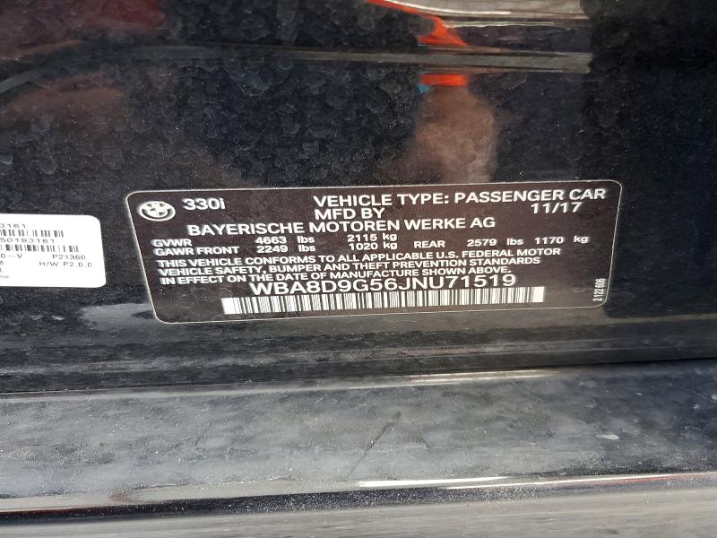 Продажа на аукционе авто 2018 Bmw 330, vin: WBA8D9G56JNU71519, номер лота: 59363636