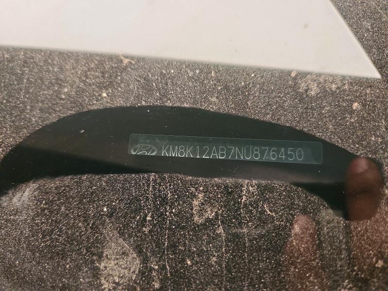 61010276 :رقم المزاد ، KM8K12AB7NU876450 vin ، 2022 Hyundai Kona مزاد بيع