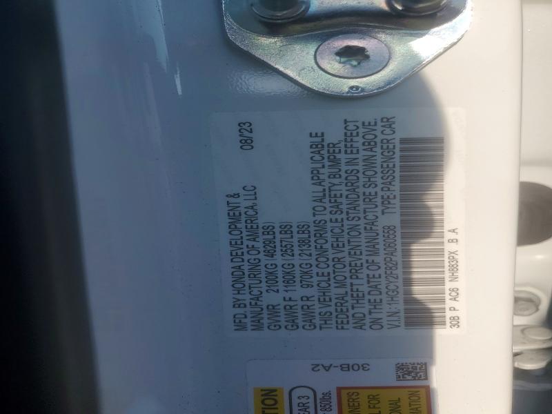 63405706 :رقم المزاد ، 1HGCY2F82PA060558 vin ، 2023 Honda Accord مزاد بيع