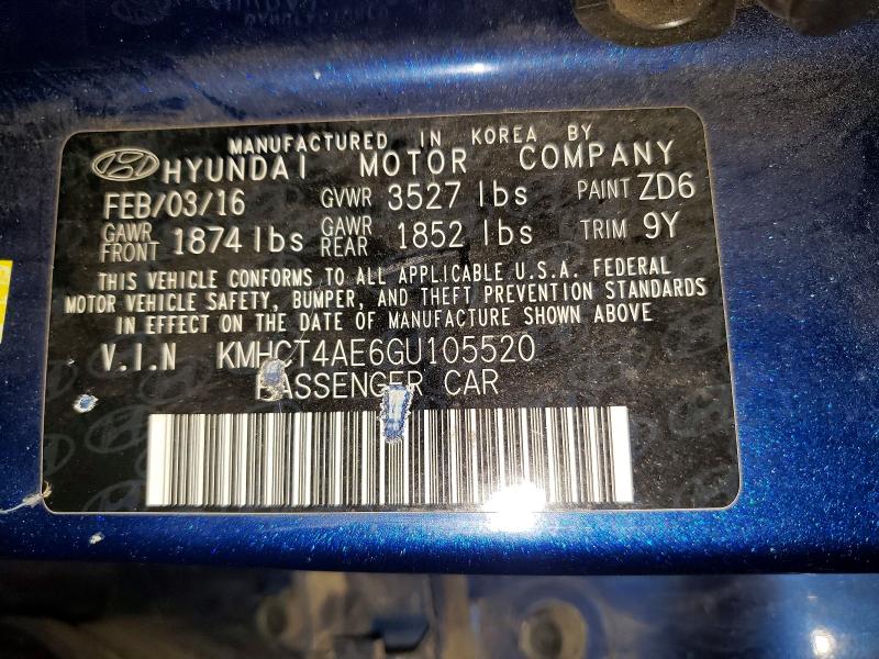 Продаж на аукціоні авто 2016 Hyundai Accent, vin: KMHCT4AE6GU105520, номер лоту: 60219006
