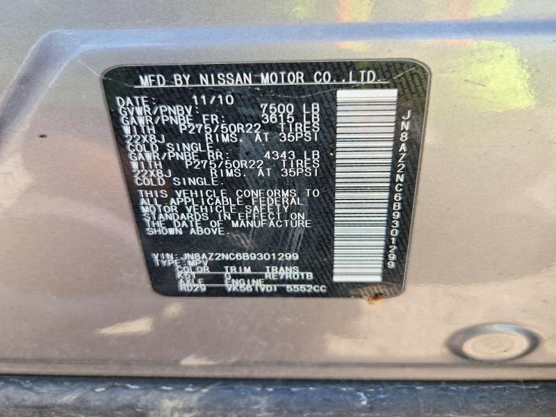 2011 Infiniti Qx56 მანქანა იყიდება აუქციონზე, vin: JN8AZ2NC6B9301299, აუქციონის ნომერი: 62136996