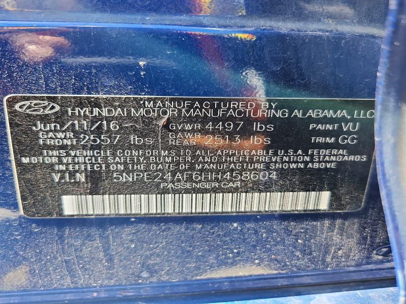 2017 Hyundai Sonata მანქანა იყიდება აუქციონზე, vin: 5NPE24AF6HH458604, აუქციონის ნომერი: 59584476
