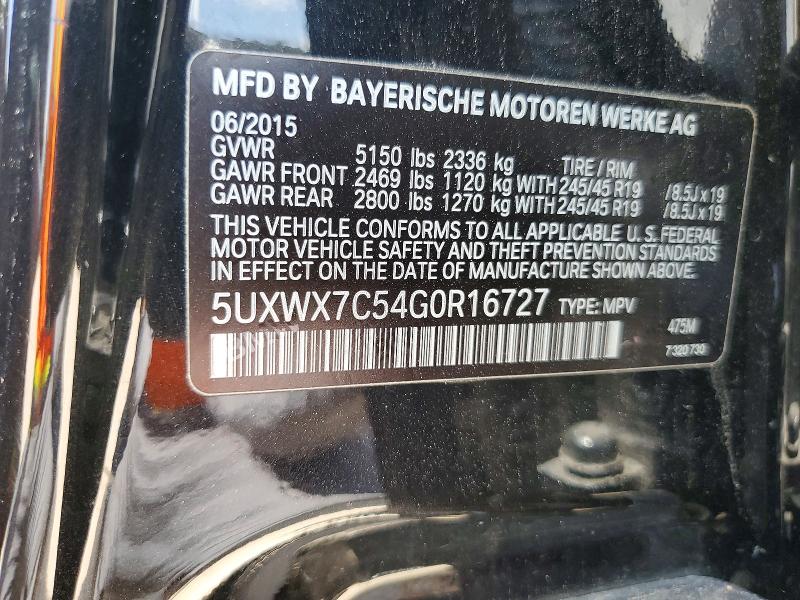 Aukcja sprzedaży 2016 Bmw X3, vin: 5UXWX7C54G0R16727, numer aukcji: 62822446
