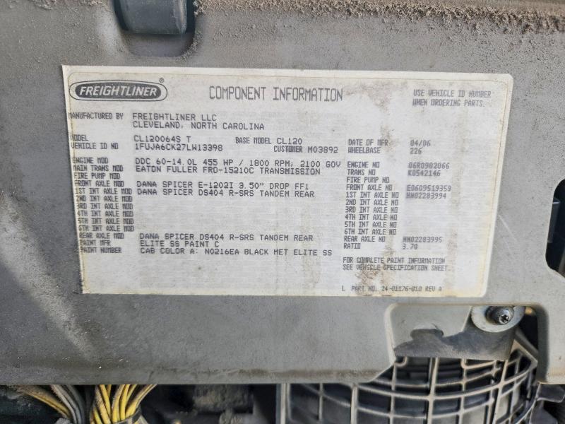 60697926 :رقم المزاد ، 1FUJA6CK27LW13398 vin ، 2007 Freightliner Columbia 1 مزاد بيع