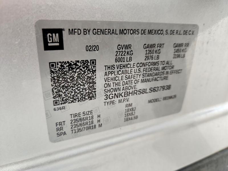 2020 Chevrolet Blazer მანქანა იყიდება აუქციონზე, vin: 3GNKBHRS8LS637938, აუქციონის ნომერი: 59899386