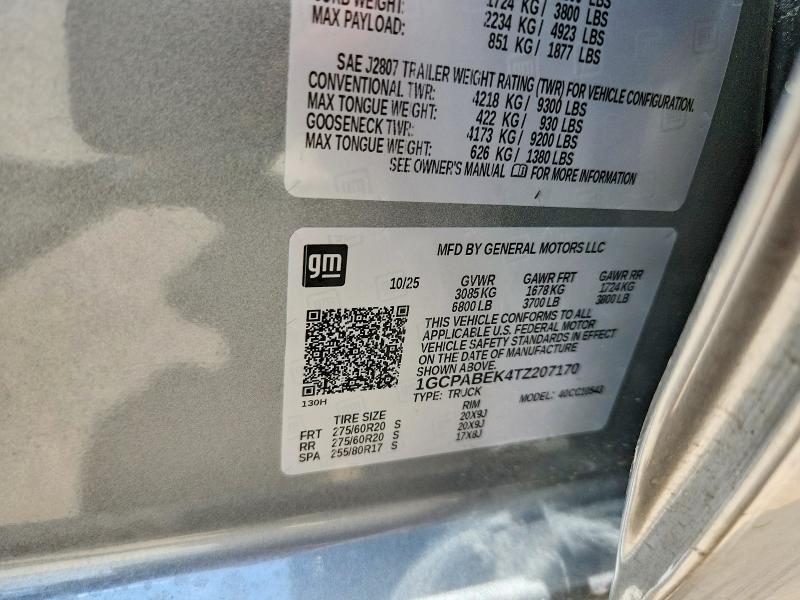 2026 Chevrolet Silverado მანქანა იყიდება აუქციონზე, vin: 1GCPABEK4TZ207170, აუქციონის ნომერი: 62651326