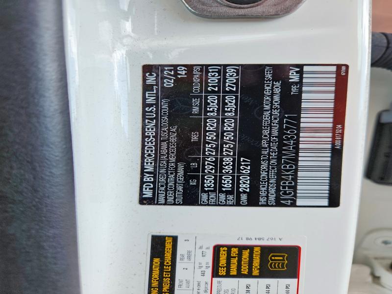 62280786 :رقم المزاد ، 4JGFB4KB7MA436771 vin ، 2021 Mercedes-benz Gle مزاد بيع