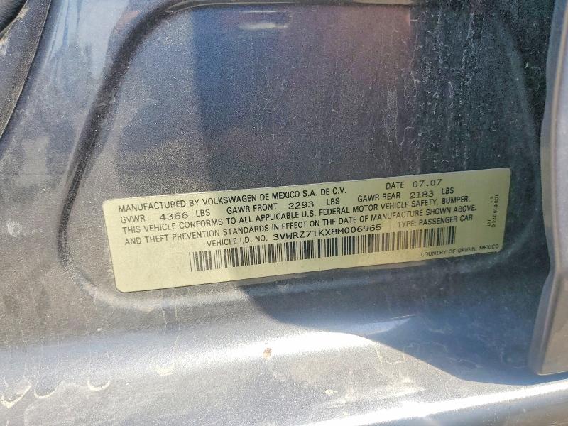 61848076 :رقم المزاد ، 3VWRZ71KX8M006965 vin ، 2008 Volkswagen Jetta مزاد بيع