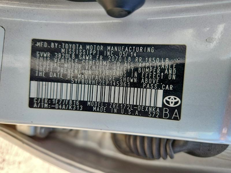 Продажа на аукционе авто 2014 Toyota Corolla, vin: 5YFBURHE2EP145961, номер лота: 59861906