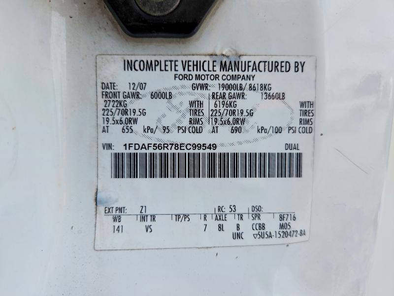 2008 Ford F550 მანქანა იყიდება აუქციონზე, vin: 1FDAF56R78EC99549, აუქციონის ნომერი: 59912656