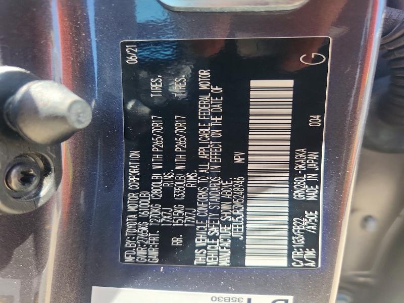 60783816 :رقم المزاد ، JTEEU5JR3M5248946 vin ، 2021 Toyota 4runner مزاد بيع