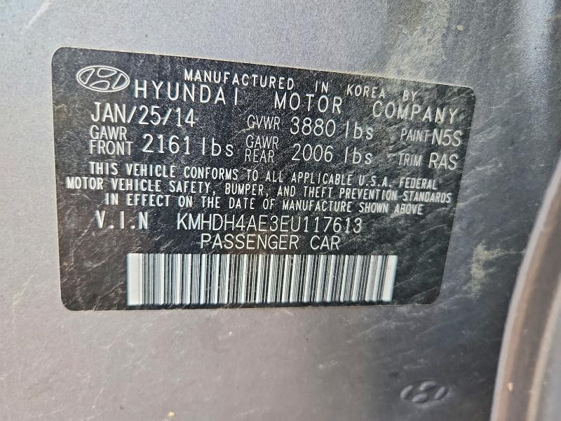Продаж на аукціоні авто 2014 Hyundai Elantra, vin: KMHDH4AE3EU117613, номер лоту: 62491556