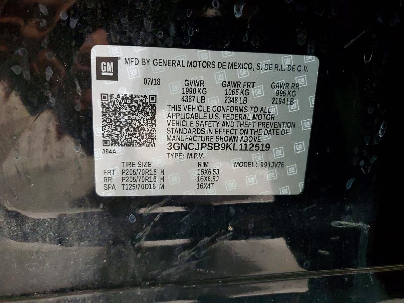 Продажа на аукционе авто 2019 Chevrolet Trax, vin: 3GNCJPSB9KL112519, номер лота: 63252526