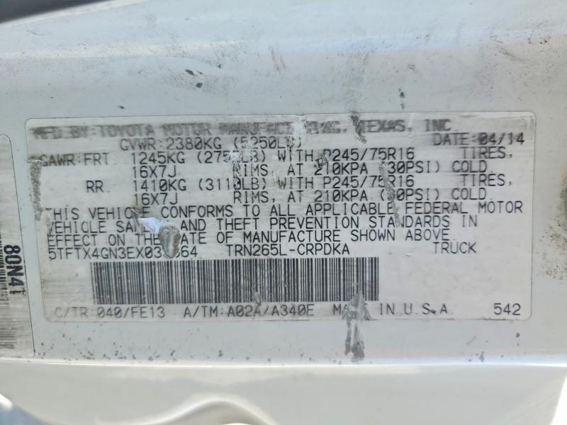 60149406 :رقم المزاد ، 5TFTX4GN3EX033364 vin ، 2014 Toyota Tacoma مزاد بيع