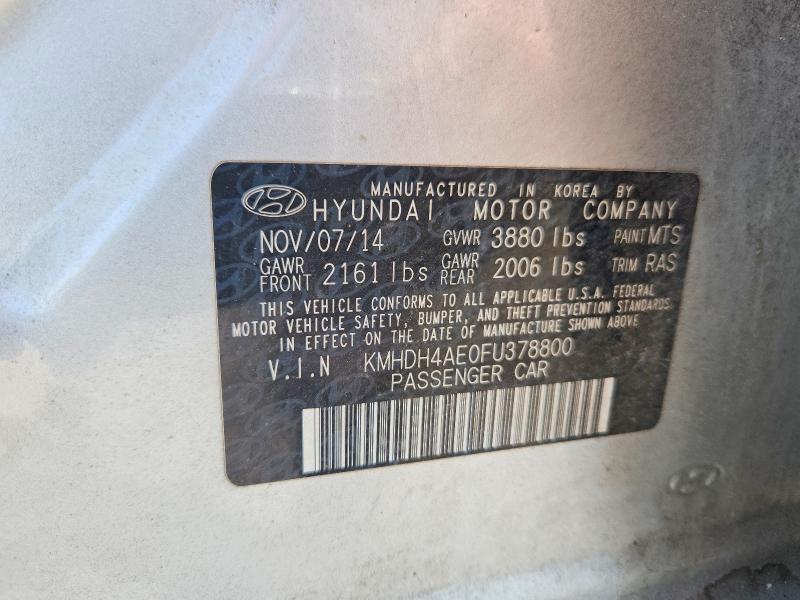 2015 Hyundai Elantra მანქანა იყიდება აუქციონზე, vin: KMHDH4AE0FU378800, აუქციონის ნომერი: 60040106