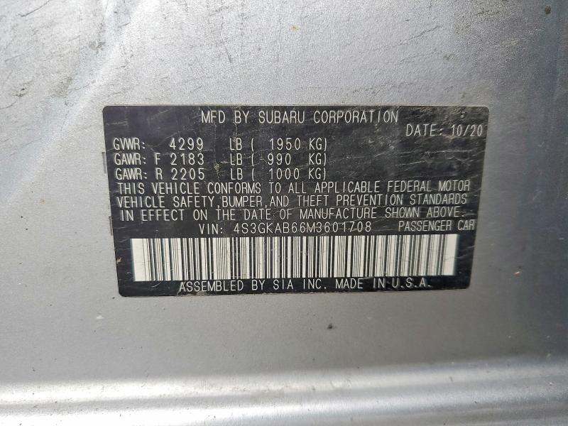 Продажа на аукционе авто 2021 Subaru Impreza, vin: 4S3GKAB66M3601708, номер лота: 62925406