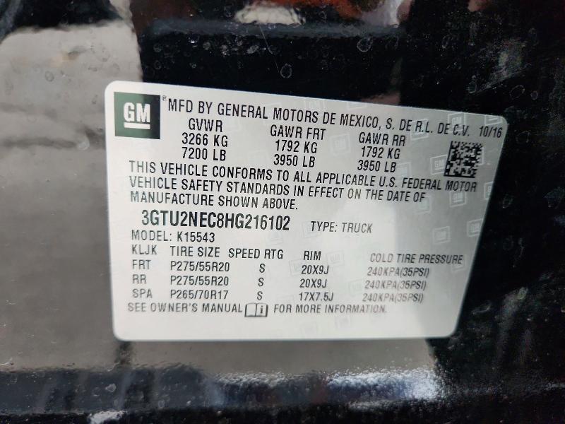 Продаж на аукціоні авто 2017 Gmc Sierra, vin: 3GTU2NEC8HG216102, номер лоту: 62219026