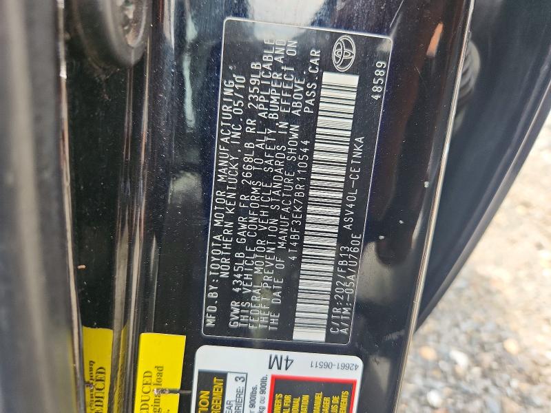 62598576 :رقم المزاد ، 4T4BF3EK7BR110544 vin ، 2011 Toyota Camry مزاد بيع