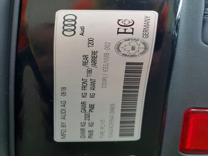 Aukcja sprzedaży 2018 Audi S5, vin: WAUC4CF59JA136805, numer aukcji: 60048966