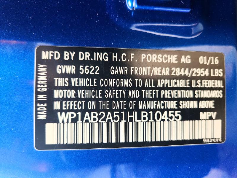 60291176 :رقم المزاد ، WP1AB2A51HLB10455 vin ، 2017 Porsche Macan مزاد بيع