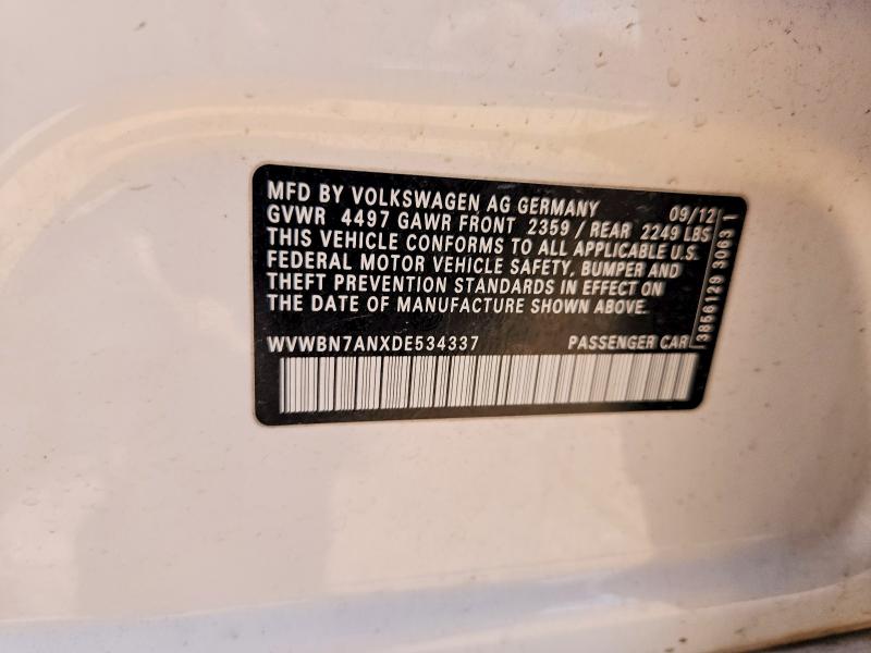 Продажа на аукционе авто 2013 Volkswagen Cc, vin: WVWBN7ANXDE534337, номер лота: 62058506