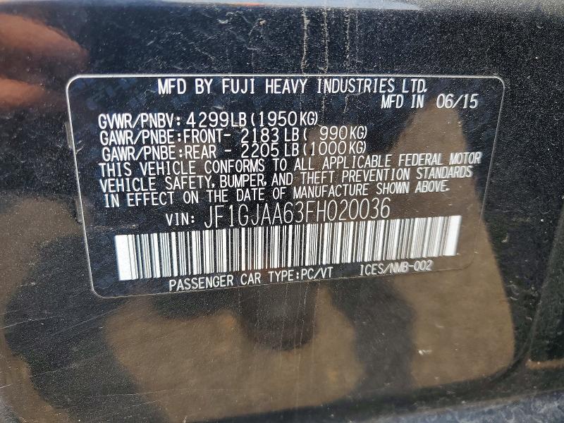 Продажа на аукционе авто 2015 Subaru Impreza, vin: JF1GJAA63FH020036, номер лота: 59951386