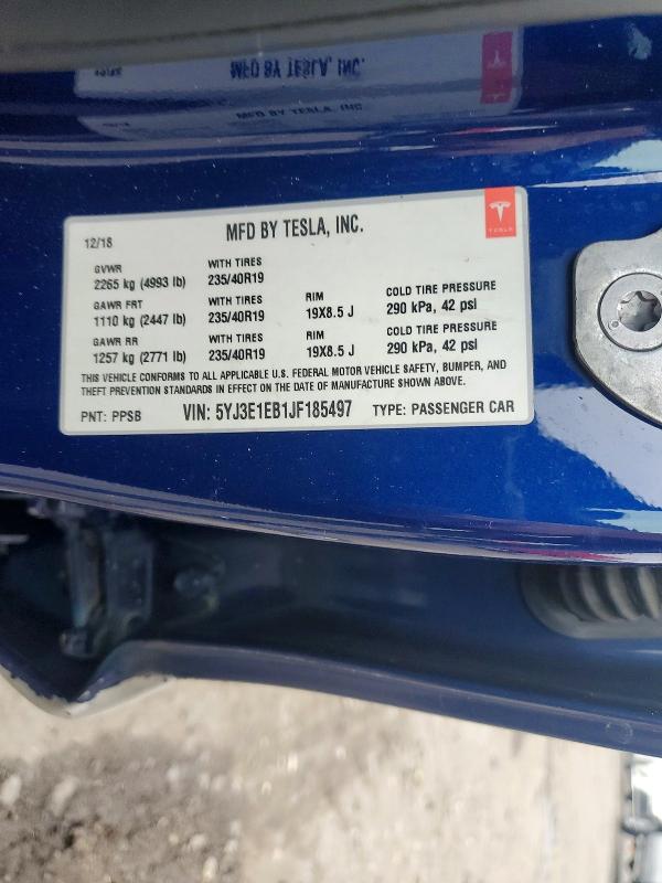 Aukcja sprzedaży 2018 Tesla Model 3, vin: 5YJ3E1EB1JF185497, numer aukcji: 59824726