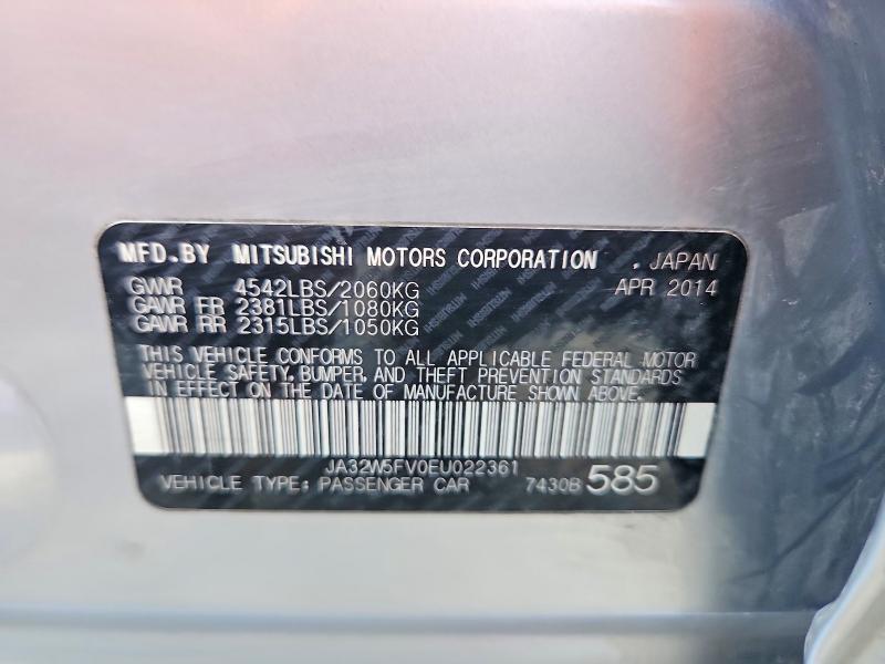 Aukcja sprzedaży 2014 Mitsubishi Lancer, vin: JA32W5FV0EU022361, numer aukcji: 62739526