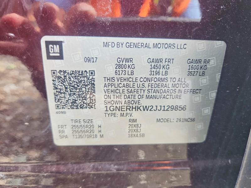 2018 Chevrolet Traverse მანქანა იყიდება აუქციონზე, vin: 1GNERHKW2JJ129856, აუქციონის ნომერი: 60771326