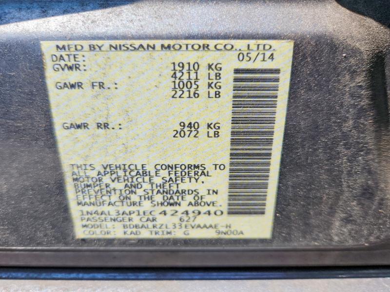 59305246 :رقم المزاد ، 1N4AL3AP1EC424940 vin ، 2014 Nissan Altima مزاد بيع