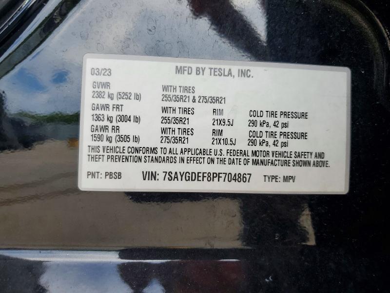 Продажа на аукционе авто 2023 Tesla Model Y, vin: 7SAYGDEF8PF704867, номер лота: 62644426