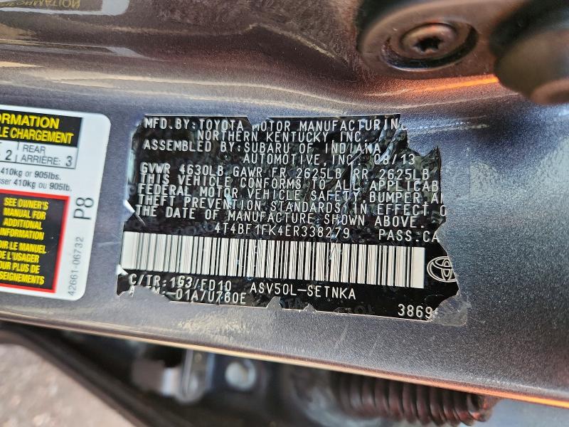 2014 Toyota Camry მანქანა იყიდება აუქციონზე, vin: 4T4BF1FK4ER338279, აუქციონის ნომერი: 63363276