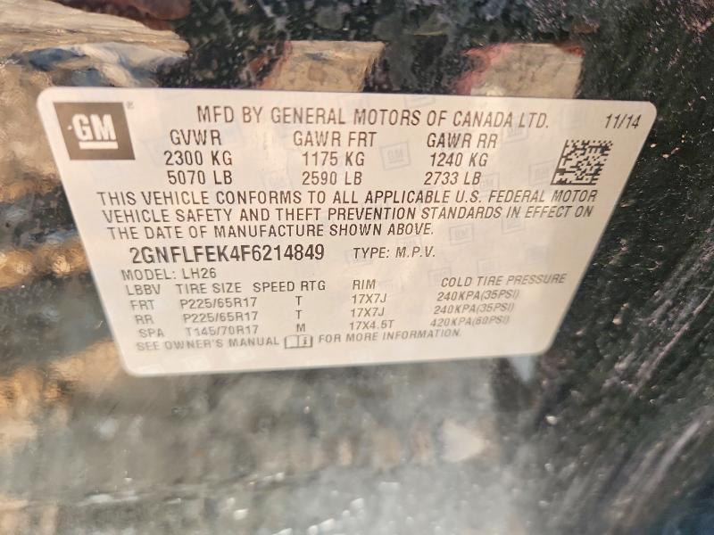 Aukcja sprzedaży 2015 Chevrolet Equinox, vin: 2GNFLFEK4F6214849, numer aukcji: 61627626
