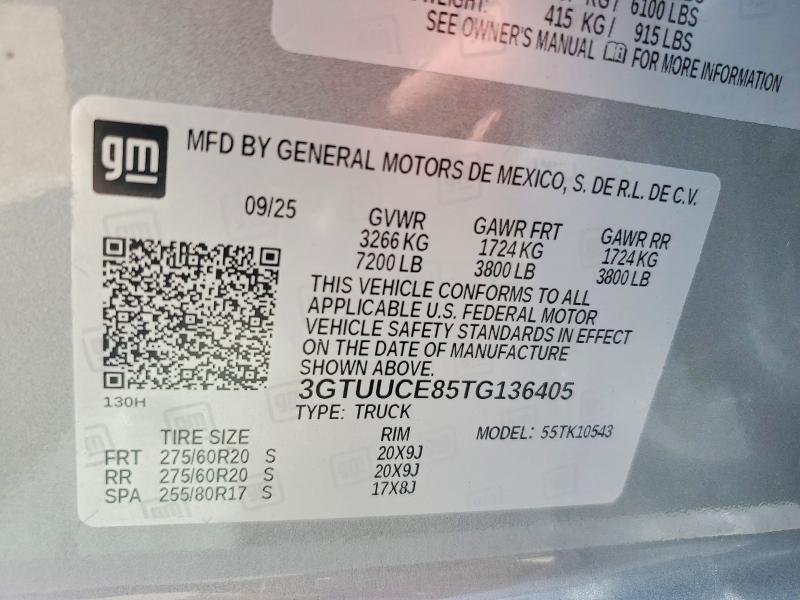Продажа на аукционе авто 2026 Gmc Sierra, vin: 3GTUUCE85TG136405, номер лота: 61422186