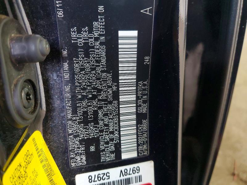 Aukcja sprzedaży 2011 Toyota Sienna, vin: 5TDKK3DCXBS152568, numer aukcji: 60478546