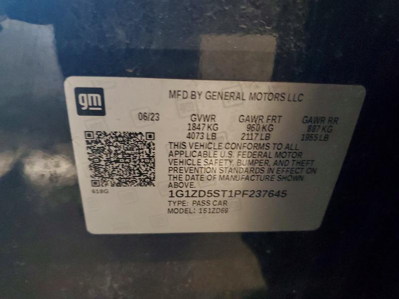 Aukcja sprzedaży 2023 Chevrolet Malibu, vin: 1G1ZD5ST1PF237645, numer aukcji: 59879666