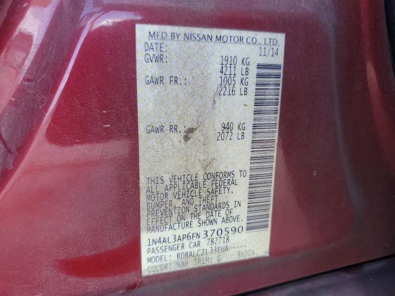 Aukcja sprzedaży 2015 Nissan Altima, vin: 1N4AL3AP6FN370590, numer aukcji: 59661996