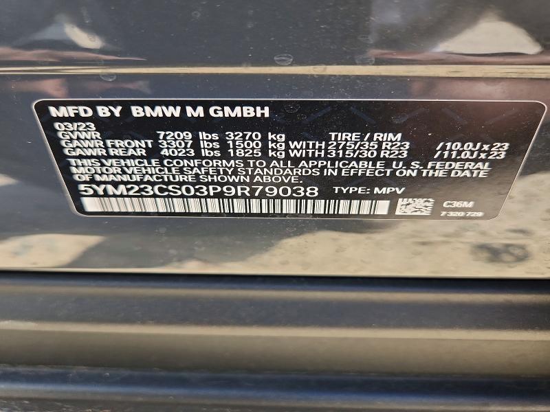2023 Bmw Xm მანქანა იყიდება აუქციონზე, vin: 5YM23CS03P9R79038, აუქციონის ნომერი: 60422246