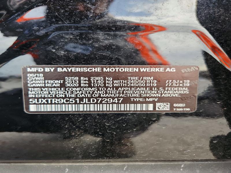 Aukcja sprzedaży 2018 Bmw X3, vin: 5UXTR9C51JLD72947, numer aukcji: 59691916