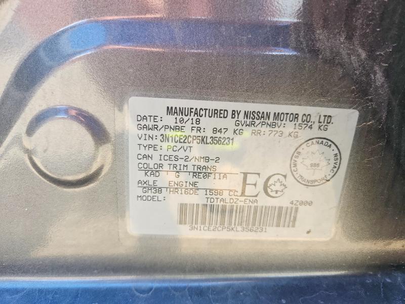 Продажа на аукционе авто 2019 Nissan Versa Note, vin: 3N1CE2CP5KL356231, номер лота: 59094486