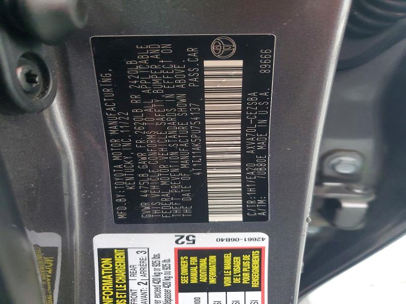 85975935 :رقم المزاد ، 4T1T11AK5PU754137 vin ، 2023 Toyota Camry مزاد بيع
