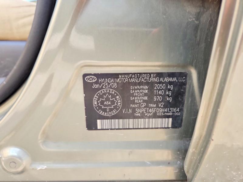 2009 Hyundai Sonata მანქანა იყიდება აუქციონზე, vin: 5NPET46F09H413164, აუქციონის ნომერი: 61618796
