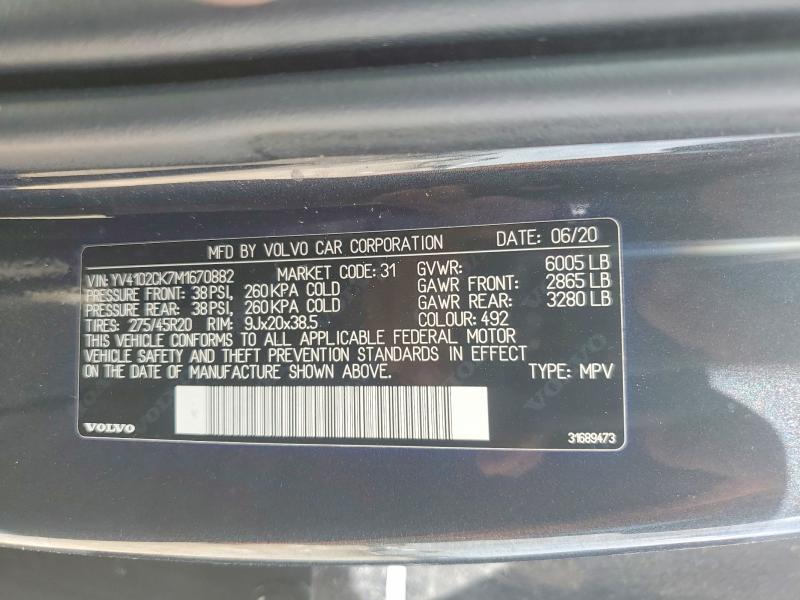 Продажа на аукционе авто 2021 Volvo Xc90, vin: YV4102CK7M1670882, номер лота: 61592796