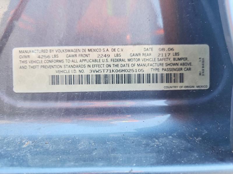 Aukcja sprzedaży 2006 Volkswagen Jetta, vin: 3VWST71K06M025105, numer aukcji: 62282566