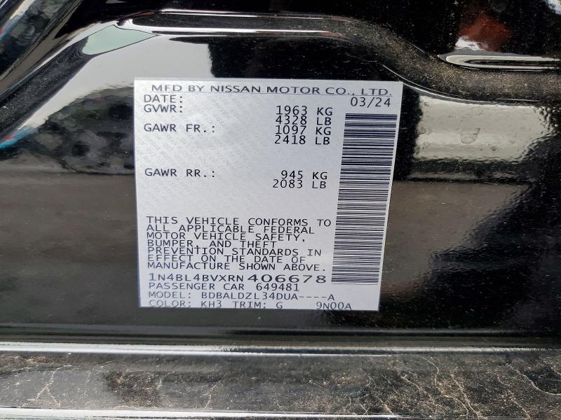 60621906 :رقم المزاد ، 1N4BL4BVXRN406678 vin ، 2024 Nissan Altima مزاد بيع