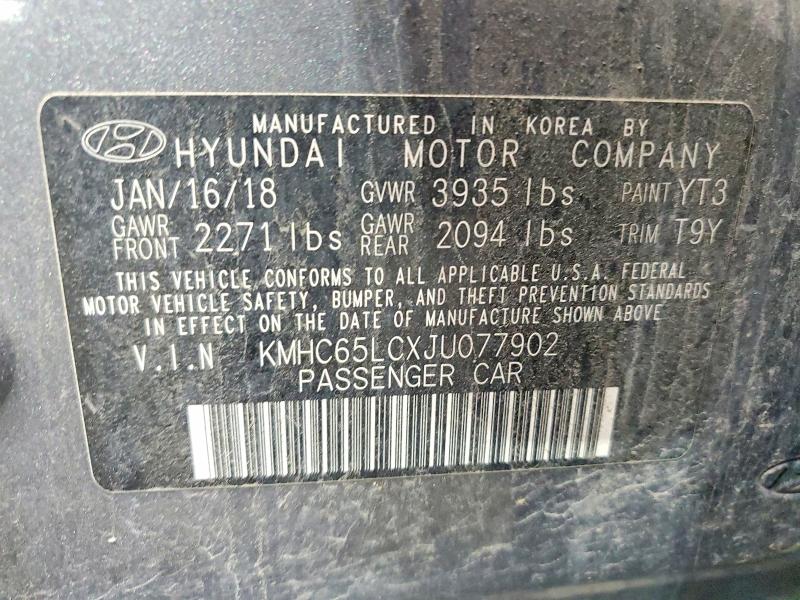 Продажа на аукционе авто 2018 Hyundai Ioniq, vin: KMHC65LCXJU077902, номер лота: 62667826
