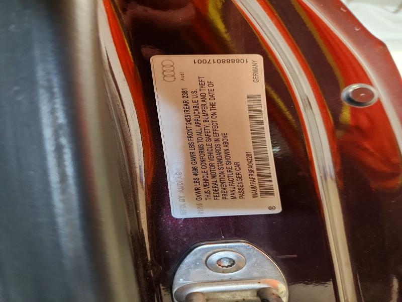Aukcja sprzedaży 2015 Audi A5, vin: WAUMFAFR6FA042281, numer aukcji: 62909966